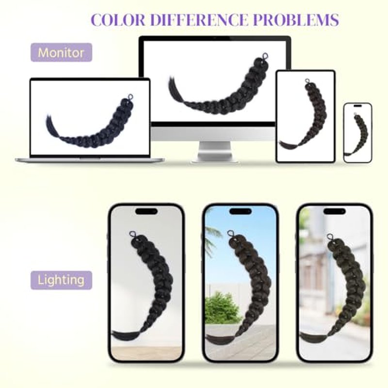 26 Inch Black Braided Ponytail Extension - Lightweight & Hypoallergenic