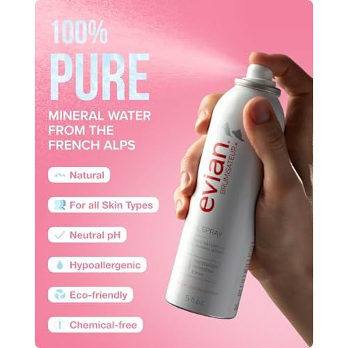Evian Facial Spray 5 oz Duo Hydrating Mineral Water Mist for Face & Skin Refreshes Makeup, Sets, & Tones Facial Spray Twin Pack for Daily Skincare and Lightweight Facial Moisturizer Mist
