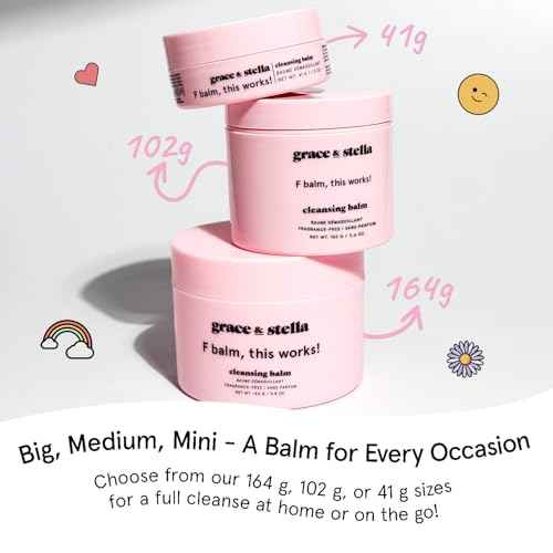 grace & stella Cleansing Balm - Travel Size Makeup Remover - Deep Cleansing & Hydrating Face Cleanser - Dissolves Waterproof Make Up, SPF & Impurities - Gentle on Skin - Vegan Skincare (41 g/ 4.3 oz)
