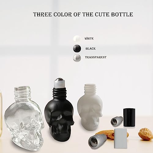 10ml Skull Glass Oil Roller Bottles - 7 Pack Essential Oils
