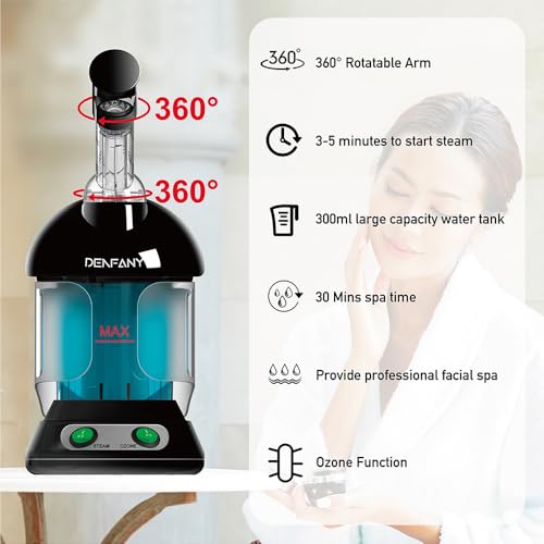 Denfany Facial Steamer with Ozone | 360° Rotatable Arm, Nano Ionic, 300ml