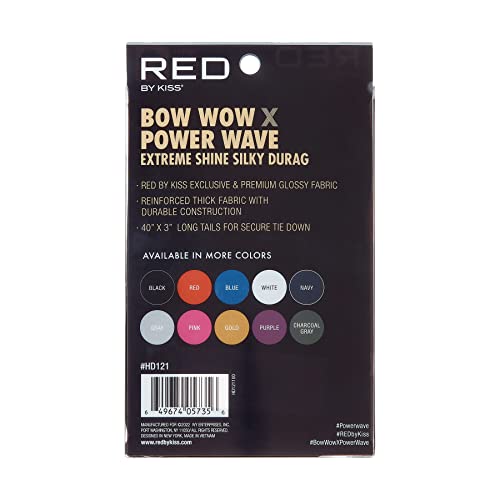 RED by Kiss Bow Wow Silky Durag - Long Tail Compression Doo Rag (Black)