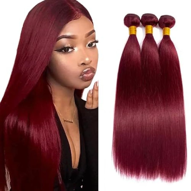 99J Burgundy Human Hair Bundles - Straight Brazilian Hair 150g
