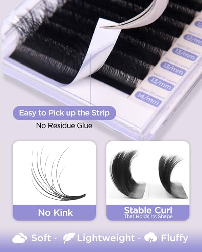 BEYELIAN 3D Easy Fan Lash Extensions - Pre-Bonded, 8-15mm