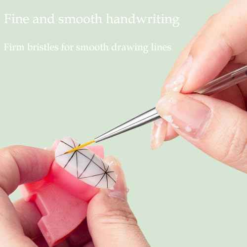 9pcs Nail Art Brushes Set ? Dual-Ended Dotting Pens & Detail Liner Brushes for DIY Nail Designs, Striping, Painting & Drawing, Professional Manicure Tools for Women & Beginners