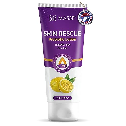 Massey's Skin Rescue Probiotics Lotion - Daily lotion for Men & Women - Refreshing Lemon Scent - Non-Greasy Moisture for Smooth & Sensitive Skin - 3.4 oz