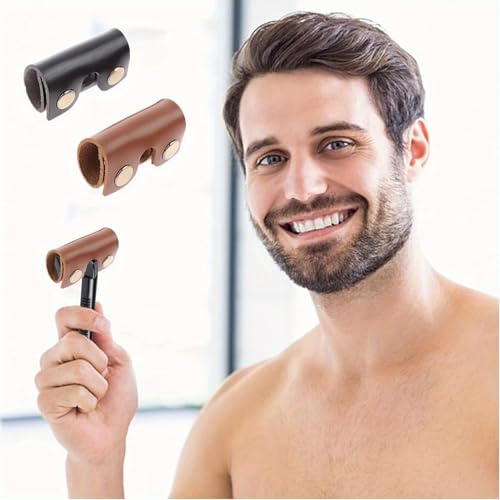 2 Pack Safety Razor Head Covers - Leather Protective Case