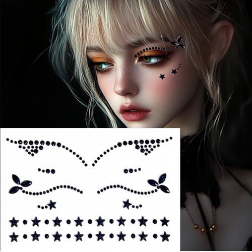 Rhinestone Eyeliner Gems Face Jewels - Festival Stickers (2-Pack)