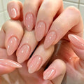 Medium Almond Press On Nails Nude Pink Glossy 24pc