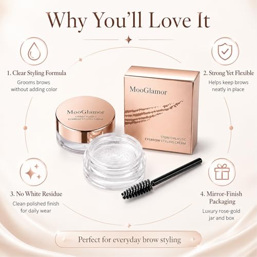 Stereo Eyebrow Styling Cream - Waterproof Clear Brow Gel with Brush