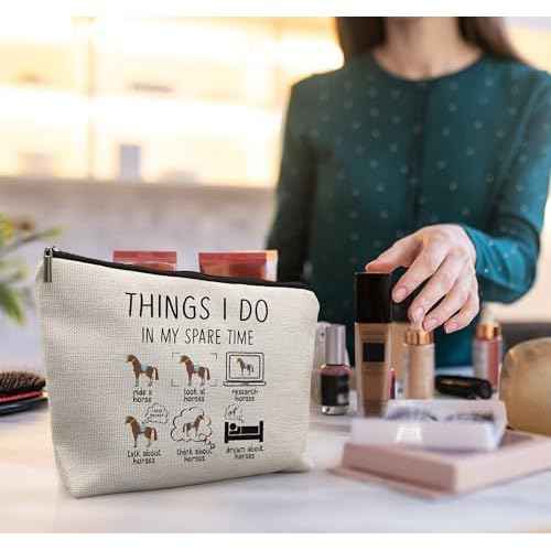 Horse Makeup Bag,Horse Stuff,Horse Gifts For Women,Cowgirl Gifts,Gifts For Horse Lovers,Animal Lovers Gifts For Women,Things I Do In My Spare Time Makeup Bag