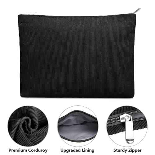 FITDON 2PCS Cosmetic Bags for Women Makeup Bag for Purse Small Corduroy Makeup Pouch Travel Make Up Bag with Zipper Toiletry Bag Organizer
