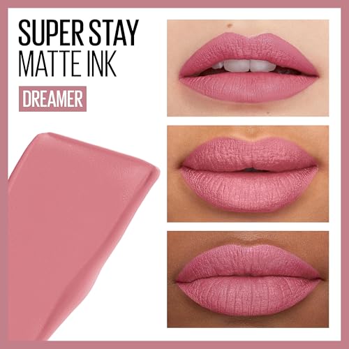 Maybelline Super Stay Matte Ink Liquid Lipstick Makeup, Long Lasting High Impact Color, Up to 16H Wear, Dreamer, Warm Pink Neutral, 1 Count