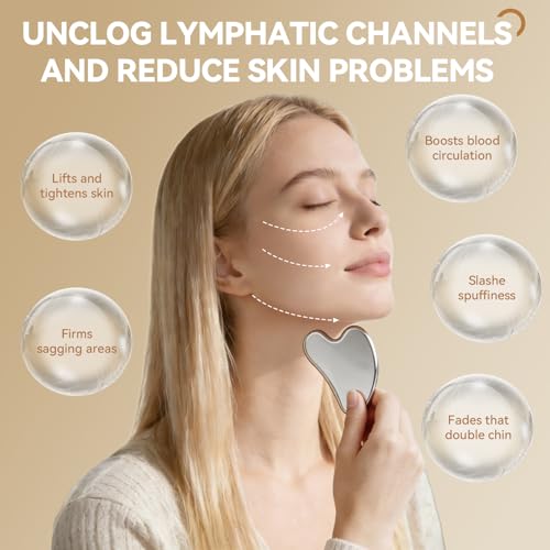 EULOGIST 2-Piece Facial Lymphatic Drainage Brush & Stainless Steel Gua Sha Set for Face & Neck