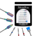 7-Piece Nail Drill Bits Set - Tungsten Carbide & Diamond, 3/32'' Shank, Two-Way Rotation for Acrylics and Gel Nails