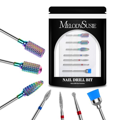 7-Piece Nail Drill Bits Set - Tungsten Carbide & Diamond, 3/32'' Shank, Two-Way Rotation for Acrylics and Gel Nails