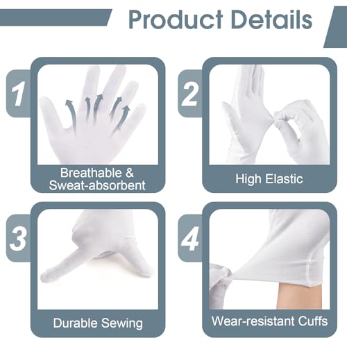 24 Pcs White Cotton Gloves for Dry Hands & Eczema