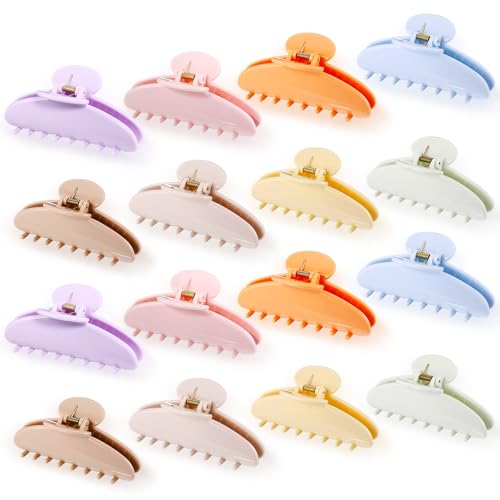 Yuxung 16 Pcs Light Color Hair Claw Clips Set 4.33 Inch Bulk for Women