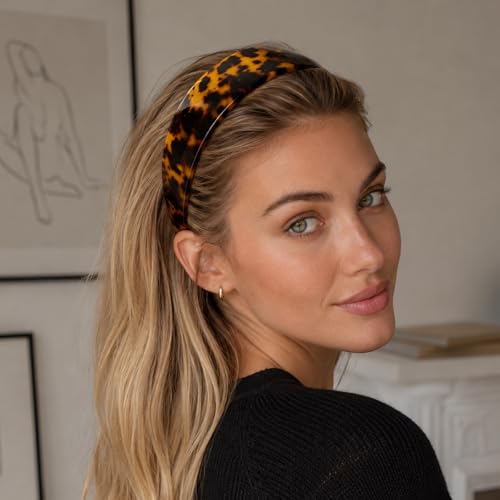 Women Wide Tortoise Shell Headbands No Slip Retro Hair Accessories