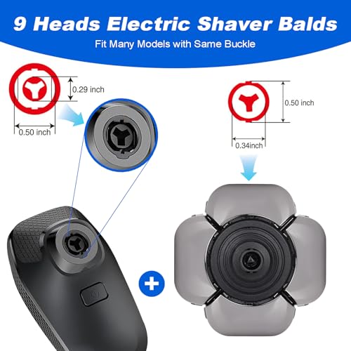 9 Blades Head Shaver Men's Electric 9D Shaver Replacement Heads Universal Replacement Blade Head Electric Razor for Men,2 Pack