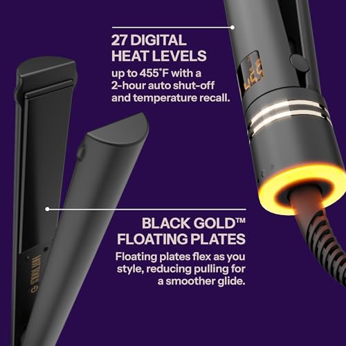 HOT TOOLS Black Gold 1 1/4" Flat Iron Straightener & Curler