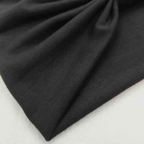 Wide Boho Headbands for Women Fashion Knotted Headband Yoga Workout Hair Accessories African Head Wrap Black 4 Pack