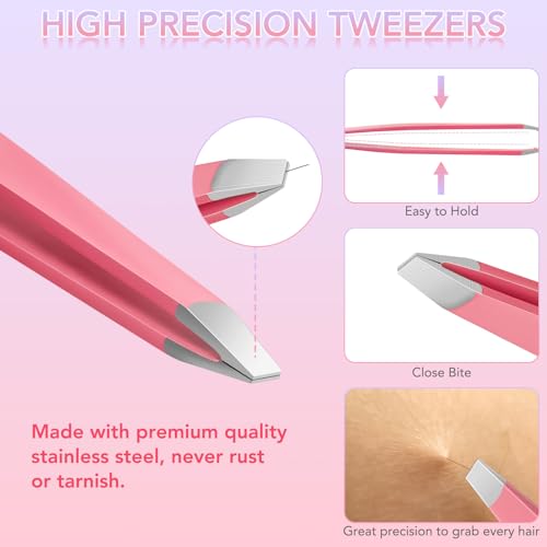 8-Piece Precision Tweezers Set for Facial Hair Removal