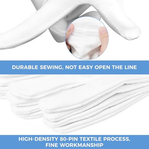 White Cotton Gloves 3 Pairs for Moisturizing, Eczema, Inspection & Cosplay - SLWJAXGT