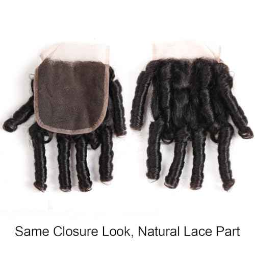 Molefi Brazilian Funmi Hair Curly Weave 4 Bundles with Lace Closure burmese curly bundles human hair with 4x4 Closure 100% Human Hair Extensions 50g/pc Natural Black (8 8 8 8 +8)