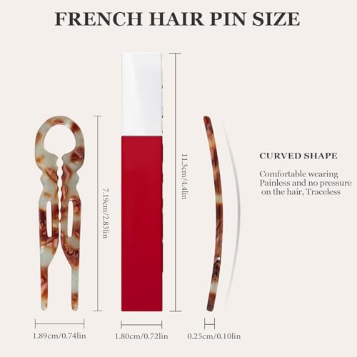 Sunolga French Hair Pins Set, 10 PCS Curved Hairpins for Women