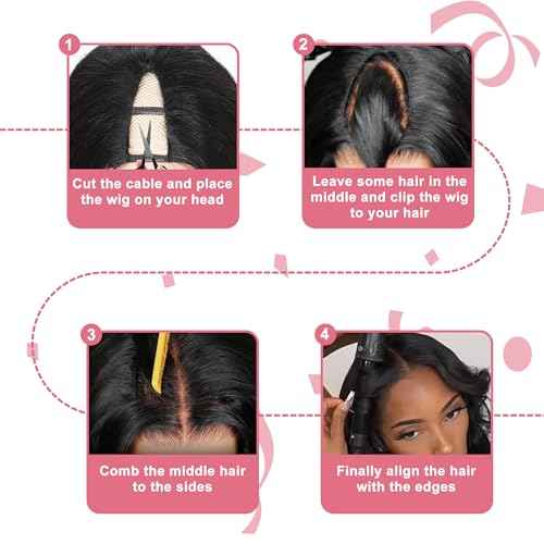 V Part Wig Human Hair Body Wave 100% Real Human Hair Upgrade U Part Human Hair Wig 180% Density Beginner Friendly 1B/30 (16 inch)