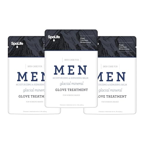 Spa Life Men's Glacial Mineral Moisturizing and Repairing Balm for The Working Hand (Hand Gloves 3 Pack)