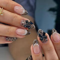 French Tip Press On Nails with Bow Design 24pcs