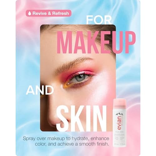 Evian Facial Spray 1.7 oz - Hydrating Mineral Water Mist for Face & Skin - Refreshes Makeup and Tones Skin - TSA-Approved Mini Facial Spray Set for Daily Skincare Hydration