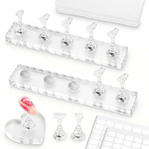 Magnetic Nail Stand Kit for Press On Nails with 200 Tape & Case
