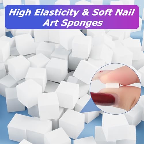 White 150 Pcs Soft Nail Sponges & Grabbing Pen Nail Art Tools