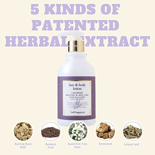 cell happy co Lavender Face & Body Lotion, COSMOS organic certifed, Organic French Lavender Flower Water and Oil, 5 kinds of herbal extract, Sensitive & Trouble skin (10.1 floz)