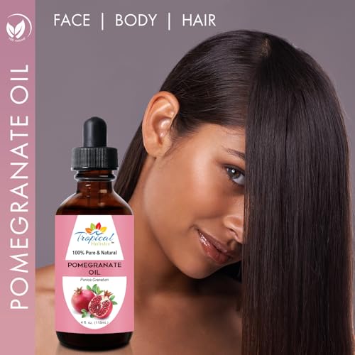Tropical Holistic Pomegranate Seed Oil, 4oz - 100% Pure Natural Cold-Pressed Unrefined Pomegranate Oil:Skin Moisturizer for Face, Hair, DIY, Men's Beard & Women's Skin Care