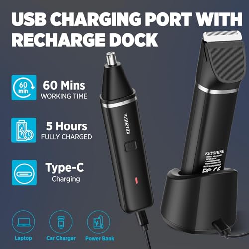 Electric Razor for Men: 2-in-1 Beard & Nose Hair Trimmer for Men - IPX7 Waterproof Shavers for Temple Groin Body Ear Hairs Trimmer - Best Gifts for Husband