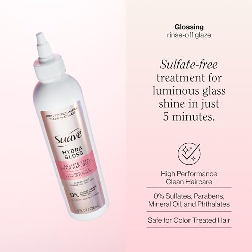 Suave Hydra Gloss 5-Min Hair Gloss, Sulfate-Free Rinse-Off Glaze, 12 Count