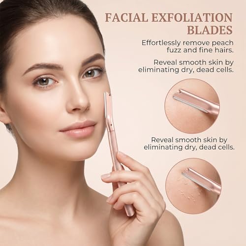 Eyebrow Razor for Women with 10 Refill Blades - Dermaplaning Face & Eyebrow Tool