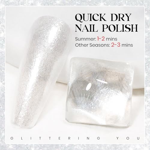 MIZHSE Glitter Nail Polish - Quick Dry Translucent Shimmer 15ml