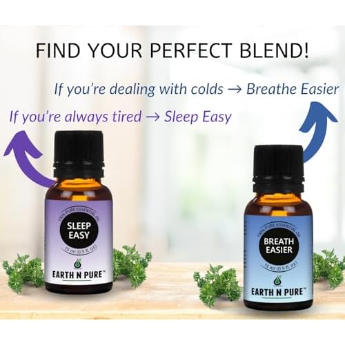 Earth N Pure Natural Essential Oil Blend- Pack of 2 | Breath Easier & Sleep Easy | 15ml each