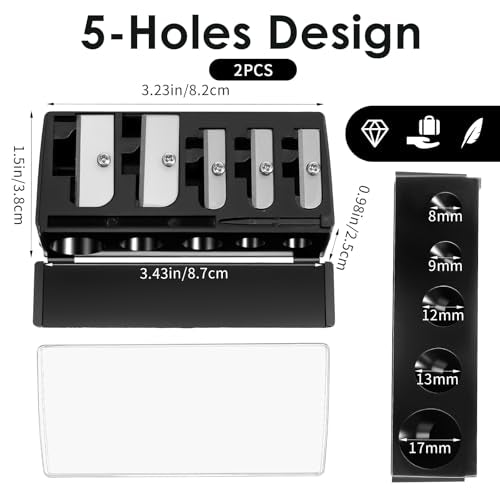 5-Hole Cosmetic Pencil Sharpener (2 Pack) for Eyeliner & Lip Liner Pencils