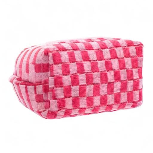 Checkered Makeup Bag Small Cosmetic Pouch Travel Organizer
