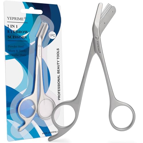 Eyebrow Trimming Scissors with Comb, Stainless Steel