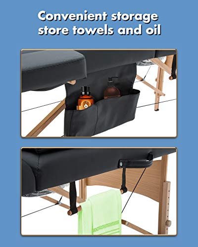 Portable Adjustable Massage Table 73 Inch Spa Bed with Carry Case, Foldable & Comfort