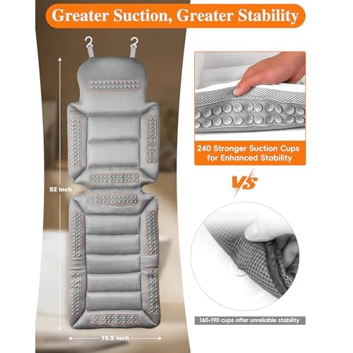 Full Body Bath Pillow for Bathtub, Thick Luxury Bathtub Cushion with Movable Lumbar Support and Laundry Bag, Bathtub Pillows for Head, Neck and Back Support, Bathtub Accessories for Women Spa Gift