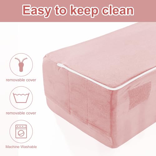 BALAPET Lash Pillows for Eyelash Extensions Ergonomic and Comfortable Velvet Foam Eyelash Pillow for Neck and Back Support Pillow Side Pockets can be Placed Tools,Easy to Graft Eyelashes(Pink)