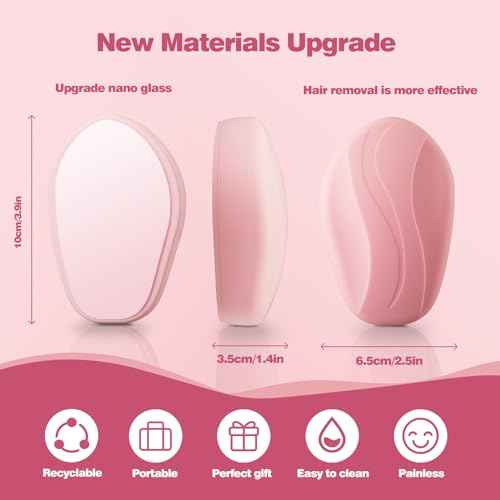 Crystal Hair Eraser for Women and Men, Reusable Crystal Hair Remover Painless Exfoliation Hair Removal Tool for Back Arms Legs (Pink)